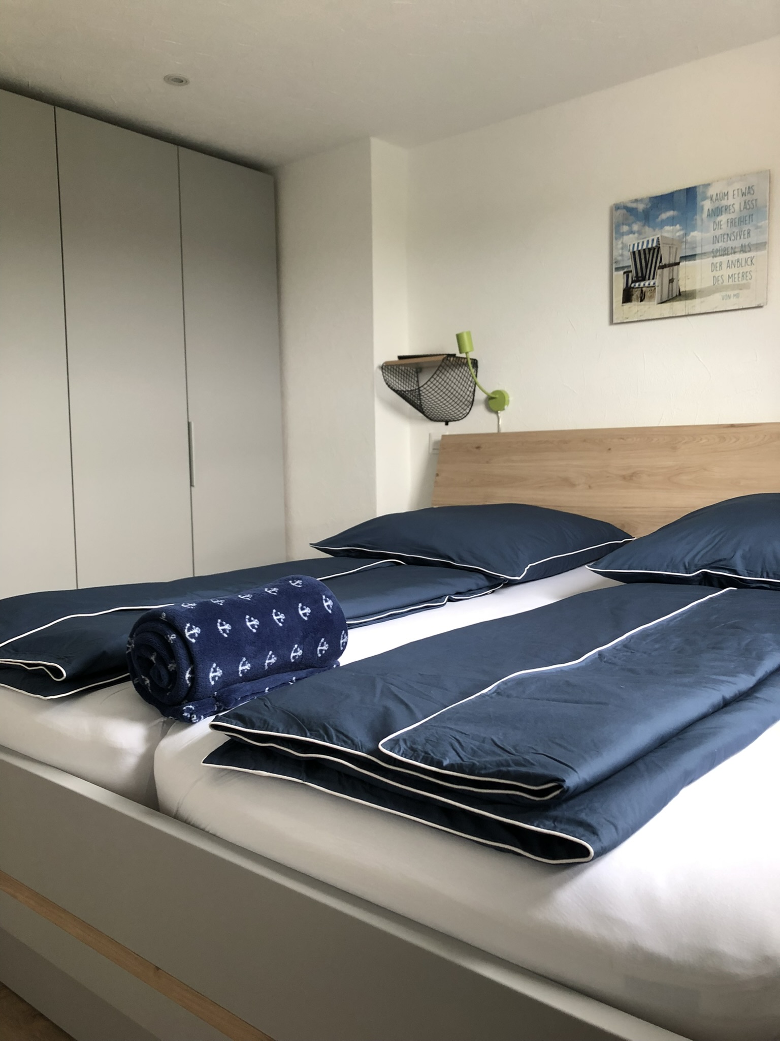 Schlafzimmer der Ferienwohnung Strandkorb in Büsum