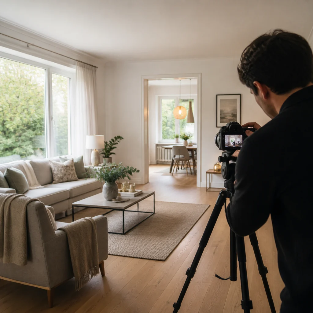 Professionelle Immobilienfotografie in einem hochwertig vorbereiteten Wohnraum