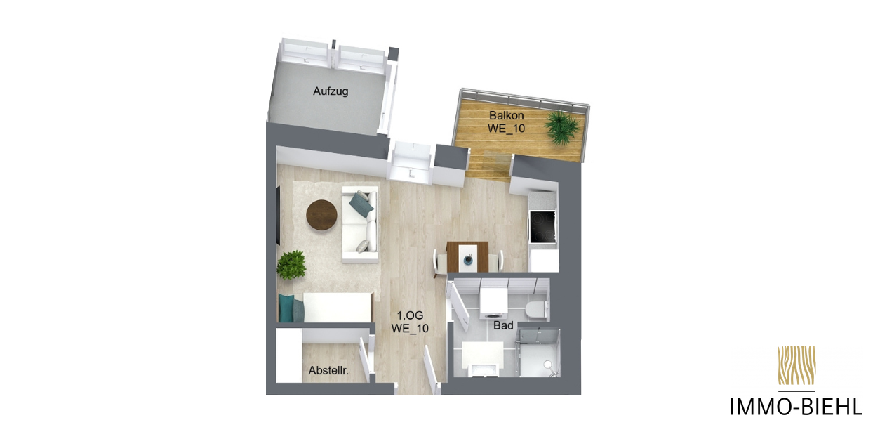 Möblierter Grundriss von Wohnung 10 im Neubauprojekt Moorlage 1